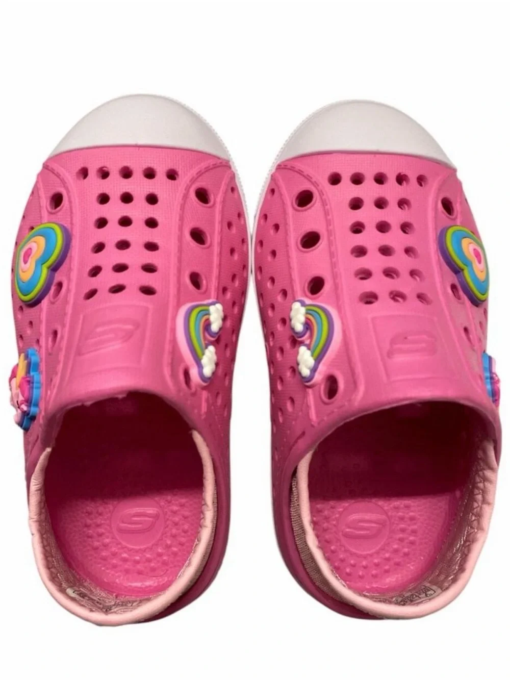 Sketchers Foamies Pink Slip On Clogs With Secure Soft Heel Size 7 Toddler